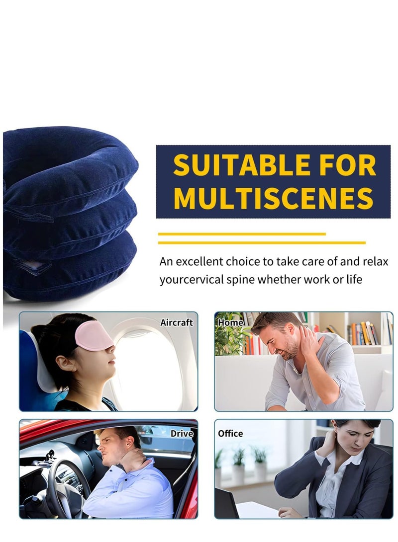 Travel Pillow, Cervical Neck Traction Device, Portable Neck Stretcher Cervical Traction Provide Neck Support and Neck Pain Relief, Neck Traction Devices for Home Use Neck Decompression (Blue) - Image 4